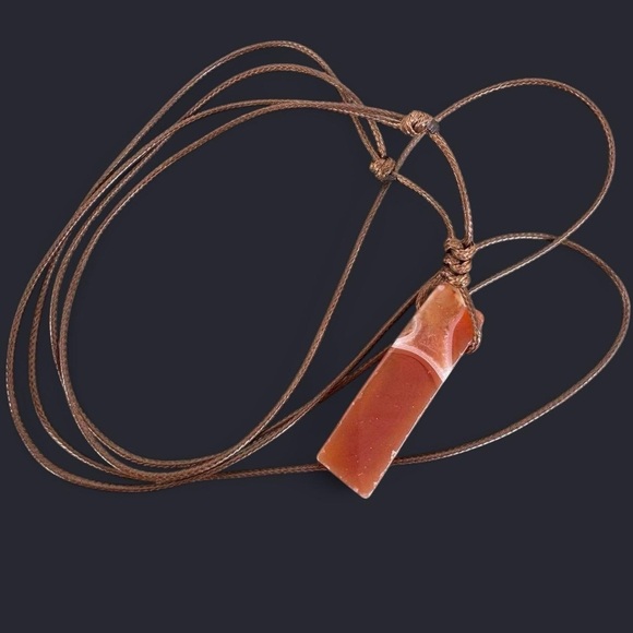 Carnelian Agate Stone Pendant Necklace - Picture 6 of 6